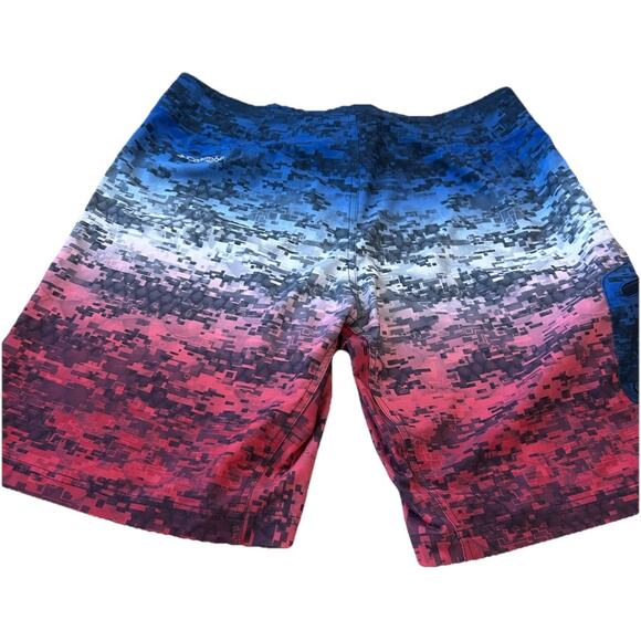Columbia PFG Board Shorts 36 Swim Trunks Digital Camo Print Red White Blue USA - Picture 2 of 13